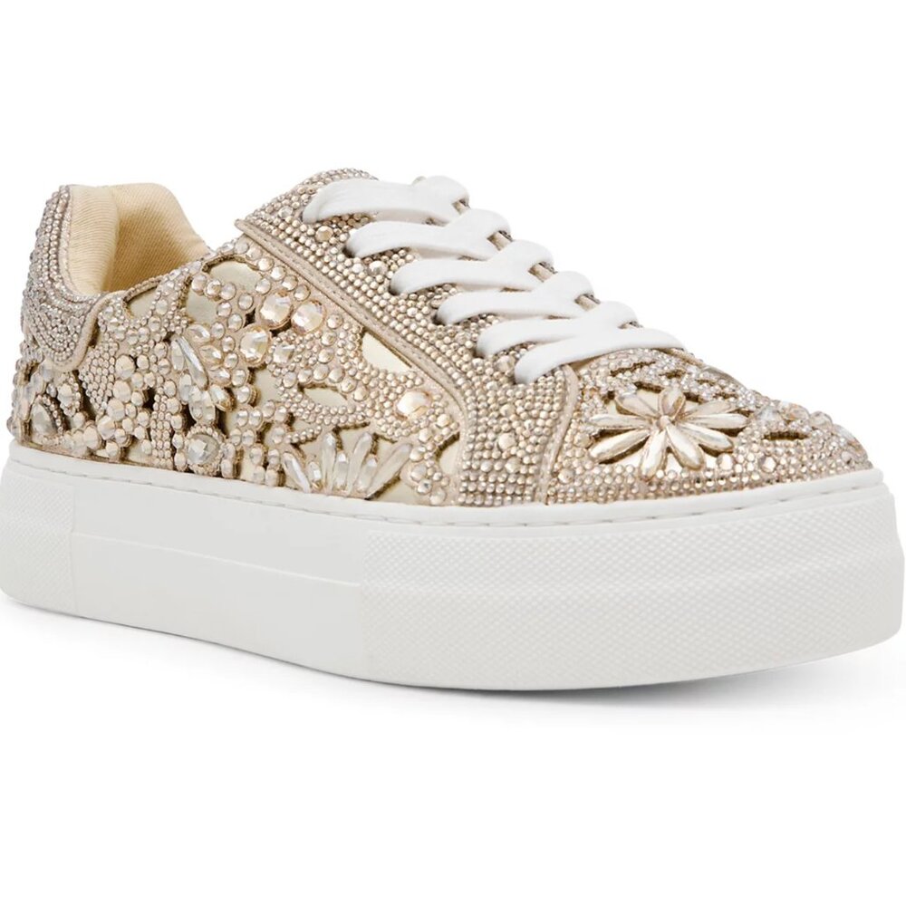 Betsey Johnson Reily Light Gold Glitter Shoes, Size 8